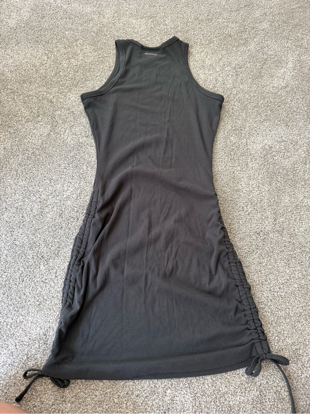 Alphalete Monarch Collection Gray Ribbed Side-Ruched Tank Dress Size Small